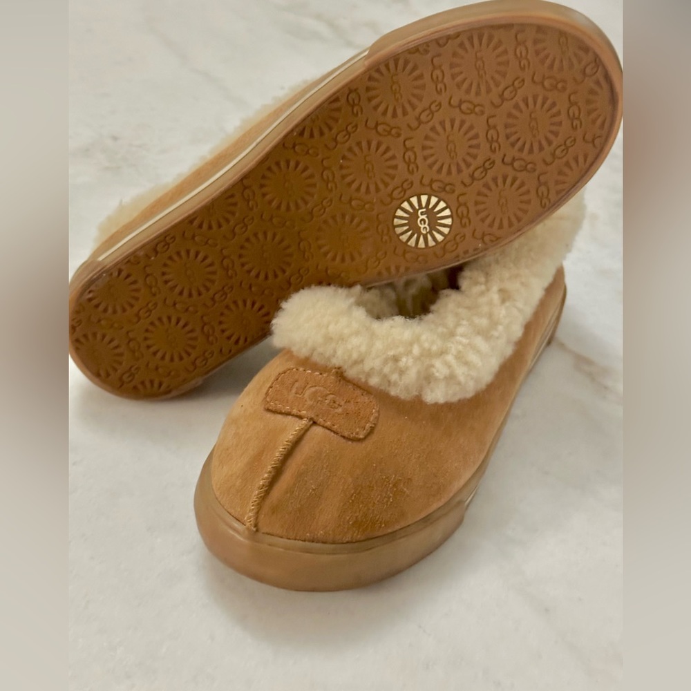 WOMENS UGG AUSTRALIA S/N 1871 CHESTNUT SUEDE SHEEPSKIN SLIPPERS  7